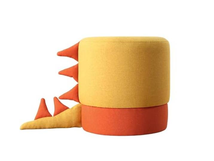Atelier Del Sofa Moderner gelber Pouf, 37 cm Durchmesser, 38 cm Höhe 50% Baumwolle/50% Samt, PVC-beschichtete, verdeckte Beine, 6 cm orthopädischer Schaumstoff Ideal für Kinder und Unterhaltung