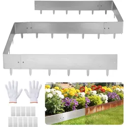 VEVOR Rasenkante, 10er-Pack, 100x23 cm Beeteinfassung, Cortenstahl Beetumrandung mit 11 Verbindungsplatten, Beetbegrenzung Rasenbleche Mähkante Metall Gartenpalisade für Blumenbeete & Gartenwege