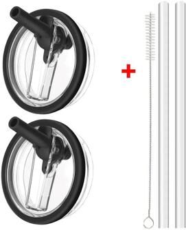 Uplift Essentials Tumbler Lid Replacement With Flip Straw Leak Proof Spill Proof Cup Cover For 40oz Tumblers black 2pcs X Straw