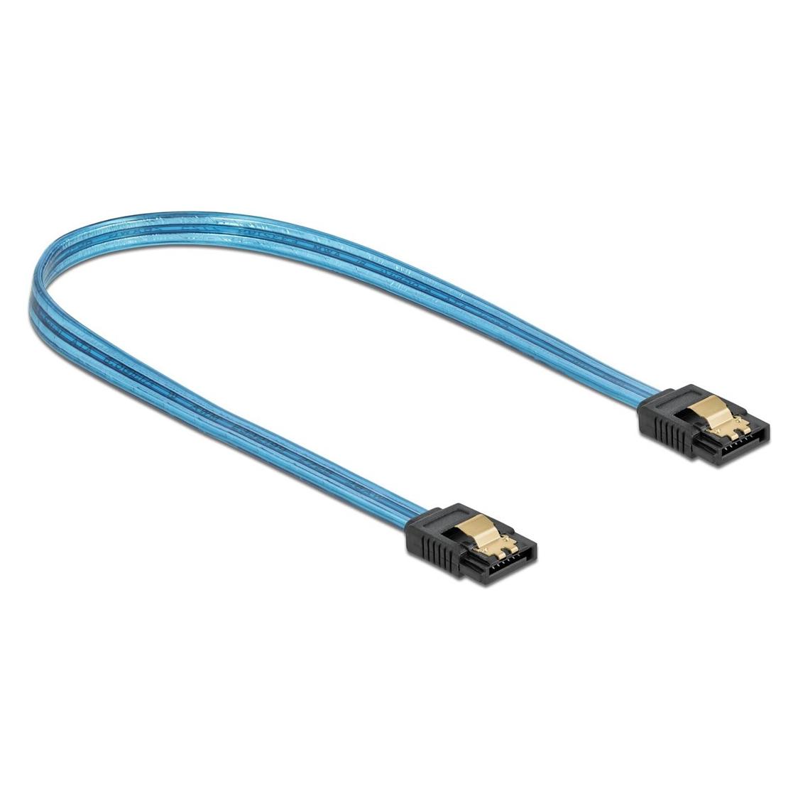 Delock SATA-Kabel UV Leuchteffekt blau 0.5 m (50 cm, SATA) (82130)