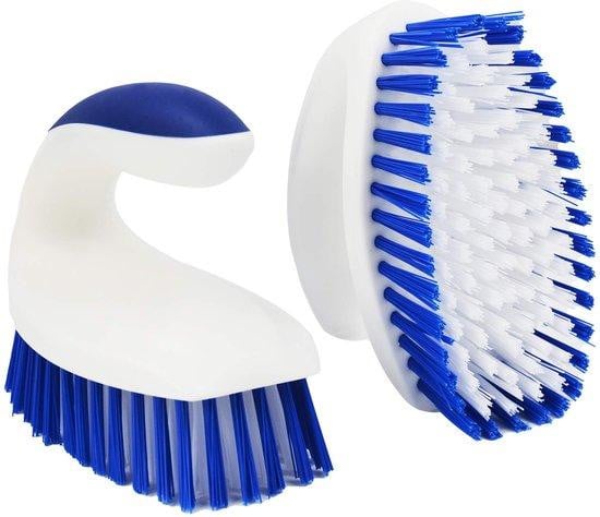 Unyqoos 2-delige set ergonomische schuurborstels met kunststof handvat voor keuken, badkamer, tegels en tapijt