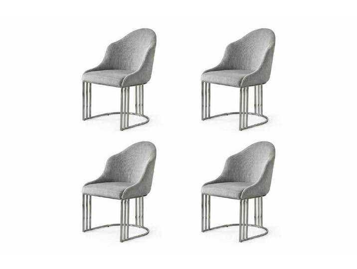 Xlmoebel Polsterstuhl Moderne Esszimmerstühle im luxuriösen Design – 4er Set in Grau (4er Set), Made in Europa