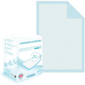 Arnomed Inkontinenzunterlagen Superdry, Einweg, 60x90cm, Aufnahme ca. 850ml, wasserfest, 25 Stück