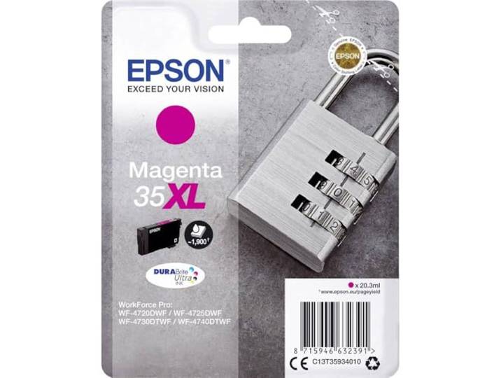 Epson 35XL Cadenas Jaune\, Cartouche d'encre d'origine XL Haute capacité\, WF-4720DWF\, WF-4725DWF\, WF-4730DTWF\, WF-4740DTWF