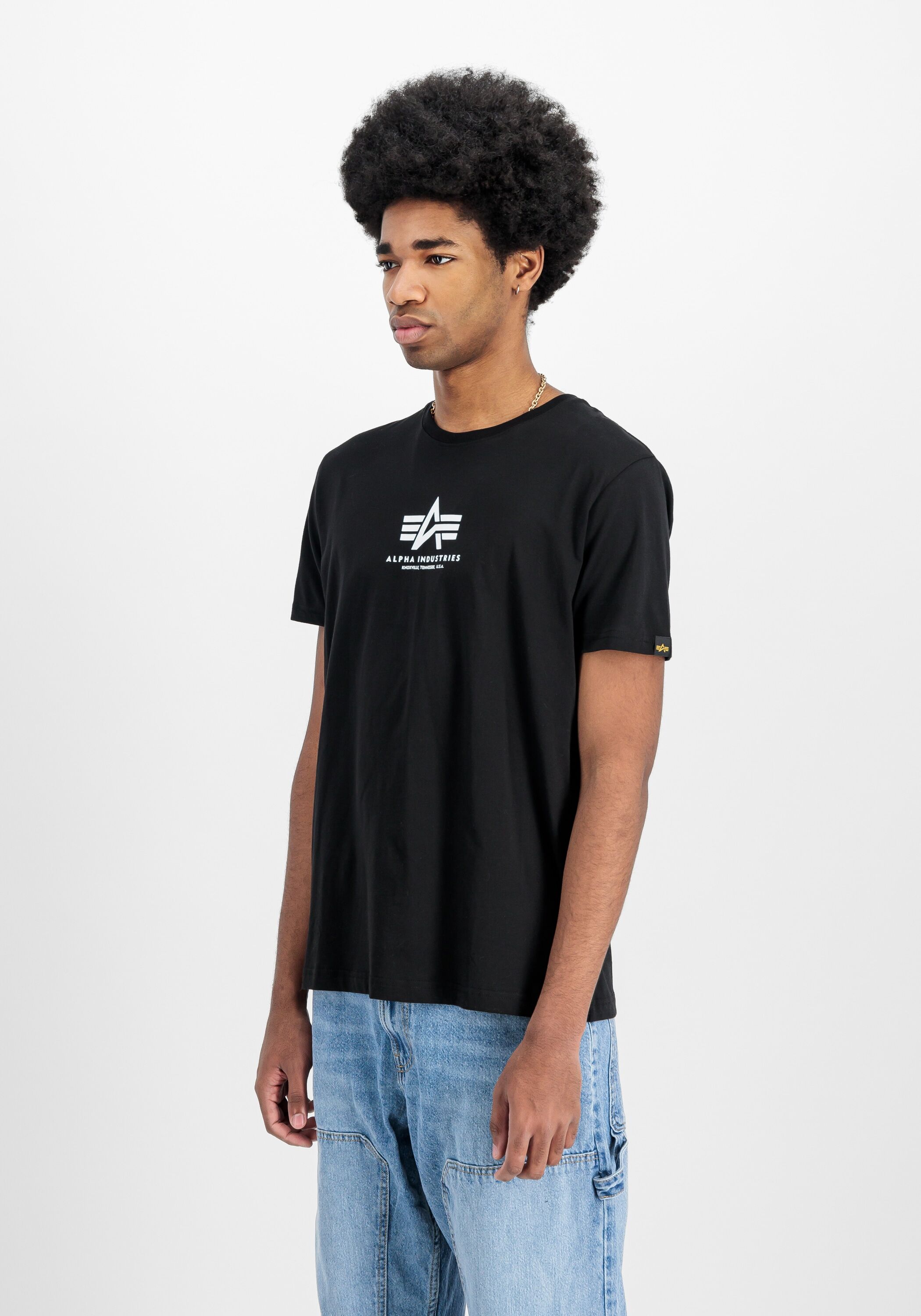 T-Shirt ALPHA INDUSTRIES "Basic ML T-Shirt", Herren, Gr. L, schwarz, Obermaterial: 100% Baumwolle, Shirts T-Shirt schwarz L