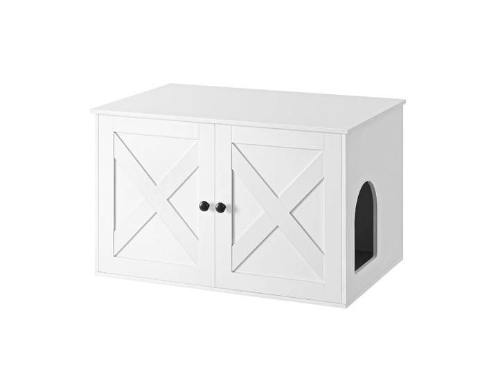Maison de toilettes pour chat avec séparateur amovible blanc