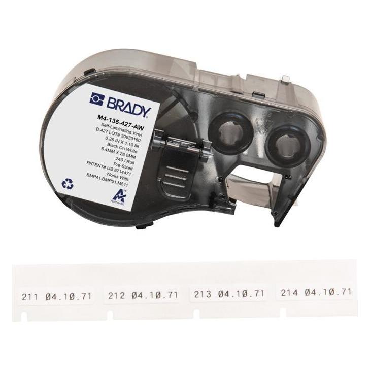 Brady Etikettenrolle, Vinyl, 6.35 x 27.9mm, 240Stück, Weiss (70 mm) (170748)