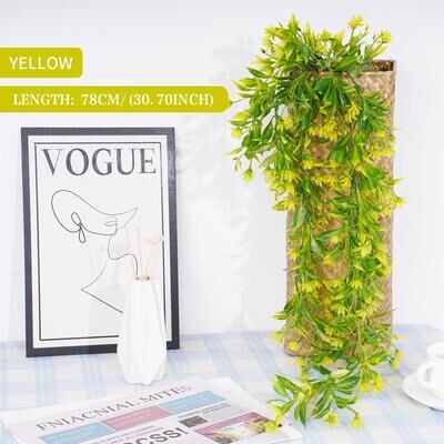 Inspired Living Artificial Ivy Garland Wall Hanging Greenery For Home And Outdoor Decor yellow