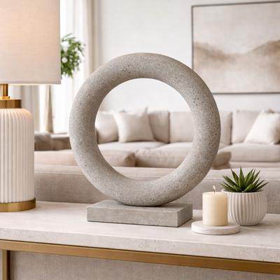 Sagebrook Home "Decorative Object - Gray Stone Open Round Ring, 14 in. - 13.5"""