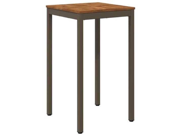 Keeushr Gartenbar-Tisch Natur und Kaffee 60 x 60,5 x 105 cm Akazienholz,Stahlbeine,Bartisch und Esstisch,natürliche Holzmaserung,feuchtes Tuch