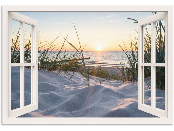 Wandbild ARTLAND Ostseestrand durchs Fenster , beige (farbe bild(er): naturfarben), B:130cm H:90cm, Bilder, Wandbild, als Alubild, Leinwandbild, Poster, Wandaufkleber in verschied. Grössen