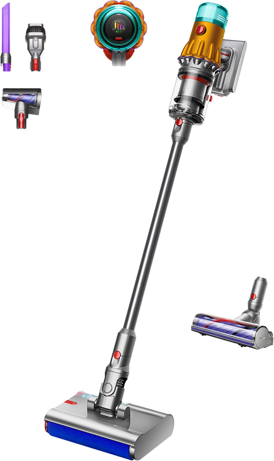 Dyson V12 Detect Slim Submarine Stofzuiger Silver/Yellow