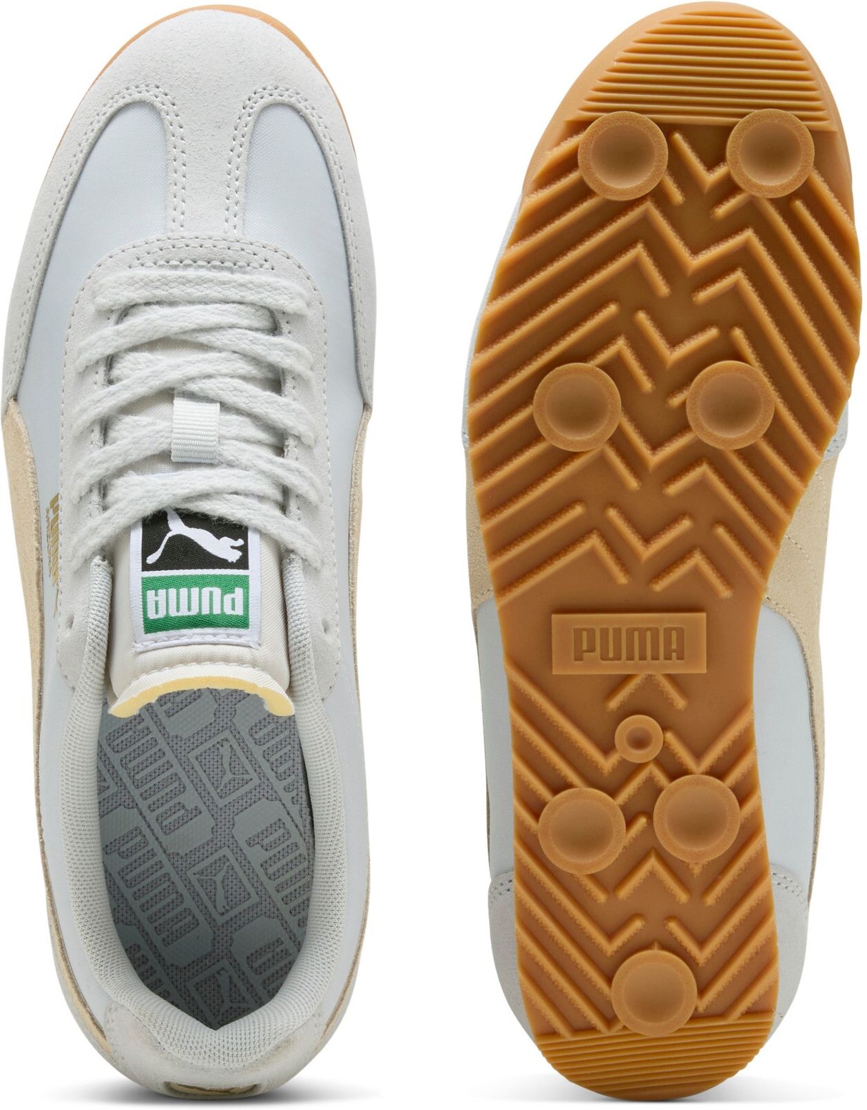 Sneaker PUMA "ARIZONA NYLON", Damen, Gr. 37, Textil, silber (silber mist, canvas, puma gold), mehrfarbig, Schuhe Sneaker, für vielseitige Einsätze, mit Wildleder-Overlays, sportlicher Stil silber mist, canvas, puma gold 37, Textil