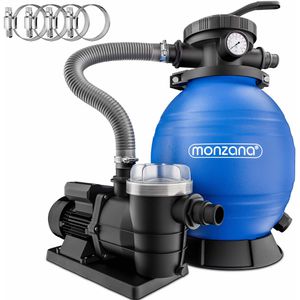 Monzana Sandfilteranlage 106833, Manometer, 400 W, 9.600 l/h, Pools bis 30.000 Liter, Schlauchanschluß Ø 32mm, 7-Wege-Ventil