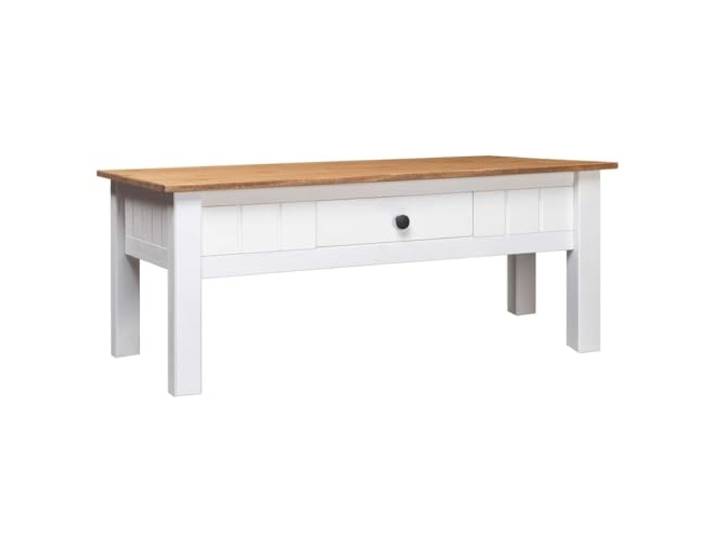 LASWWQMRF Couchtisch Massivholz Kiefer 100x60 cm Wohnzimmertisch Weiß Klassischer Beistelltisch aus Kiefern-Massivholz mit praktischer Schublade für Zeitungen und Zubehör im Wohnzimmer.