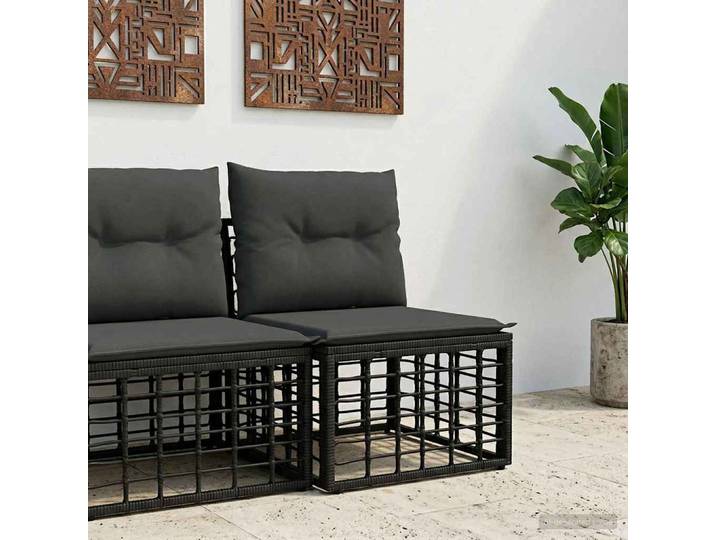 vidaXL Modulares Outdoor-Sofa ohne Armlehnen Schwarz Poly-Rattan