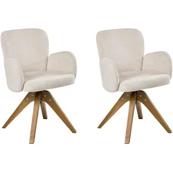 ESSZIMMERSTUHL 2er Set drehbar Stoff Hellbeige Jean