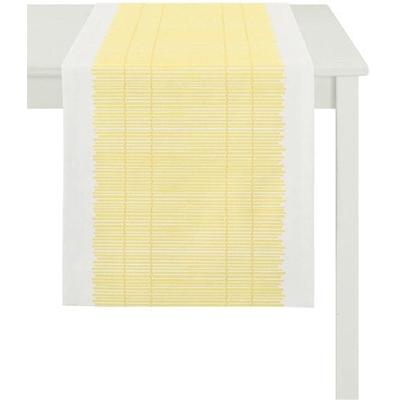 Tischläufer APELT "3033 Loft Bambusmatte", gelb (gelb, weiß), B:48cm L:140cm, Polyester, Viskose, Tischdecken