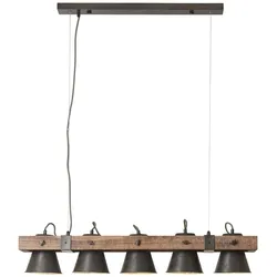 BRILLIANT Lampe , Decca Pendelleuchte 5flg schwarz stahl , 5x A60 , E27 , 10W , Holz aus nachhaltiger Waldwirtschaft (FSC)