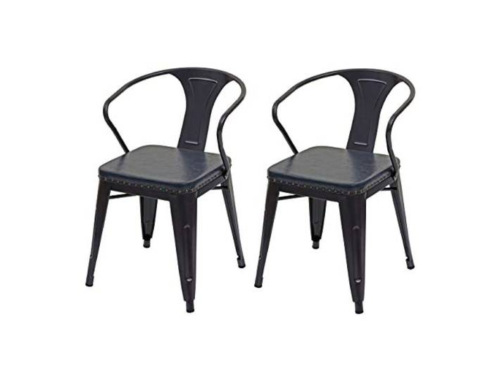Mendler 2er-Set Esszimmerstuhl HWC-H10d Metall Industrial - schwarz-grau Stuhl, Küchenstuhl, Chesterfield, Kunstleder, Gastronomie
