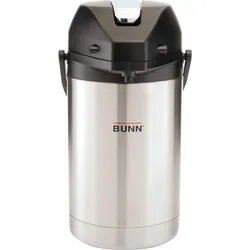 Bunn 2,5-Liter-Lufttopf mit Hebelwirkung – Thermo-Servietten, Thermoskanne, Silber