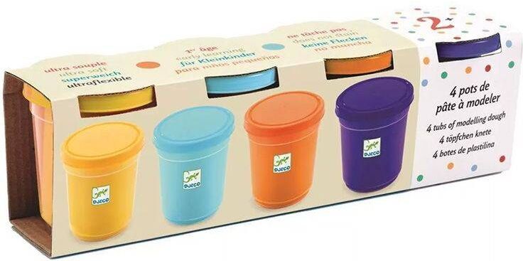 4 pots de pâte à modeler nature - Djeco
