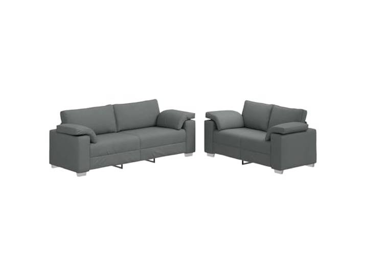 KUTYWEXFM 2-tlg. Sofa Set Dunkelgrau, 2-Sitzer & 3-Sitzer Couch Stoff Großzügige 5-Sitzer Polstergarnitur aus atmungsaktiver Faser für Wohnzimmer und Gästezimmer mit starkem Metallrahmen.