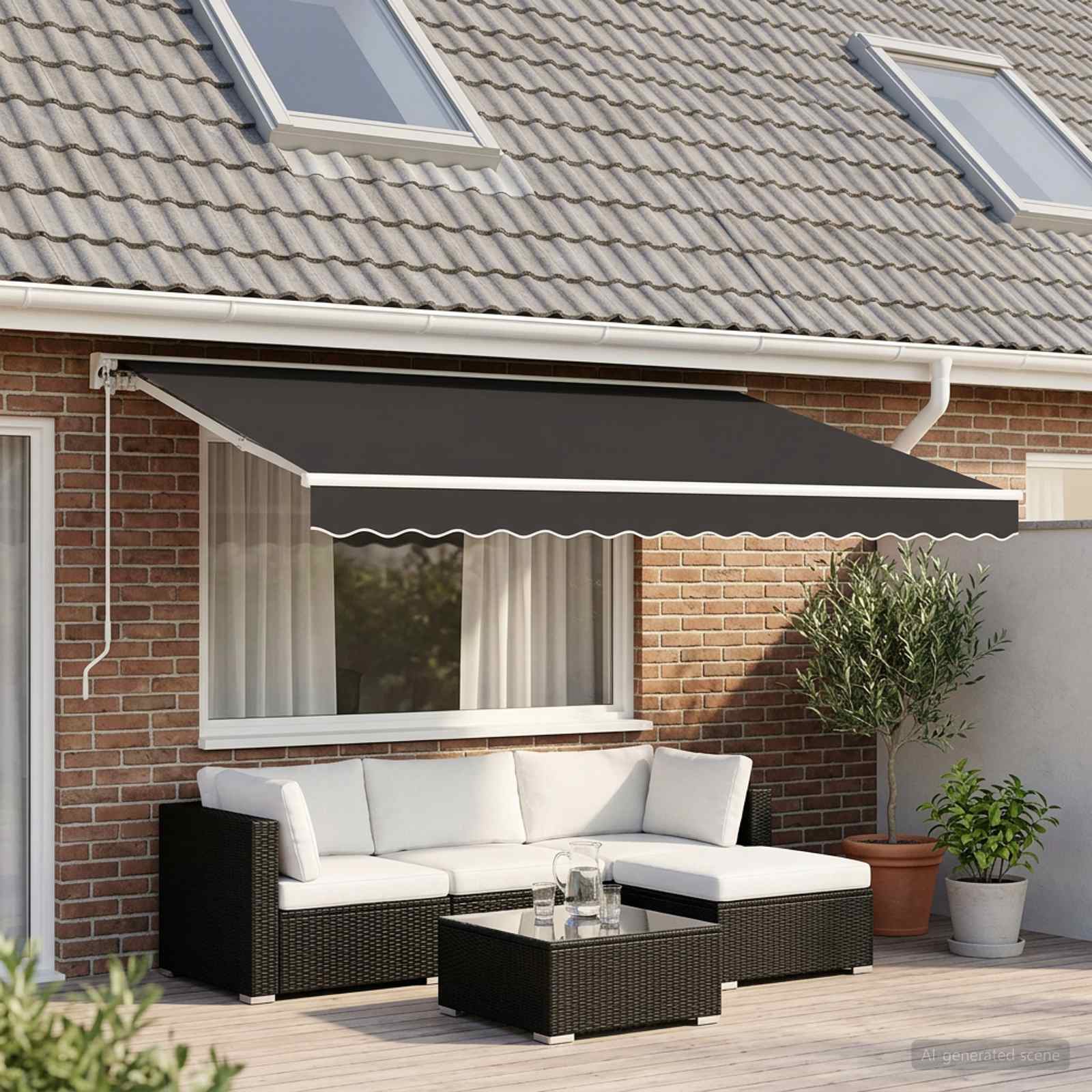 vidaXL Tela de repuesto para toldo gris antracita 500x350 cm poliéster Antracita