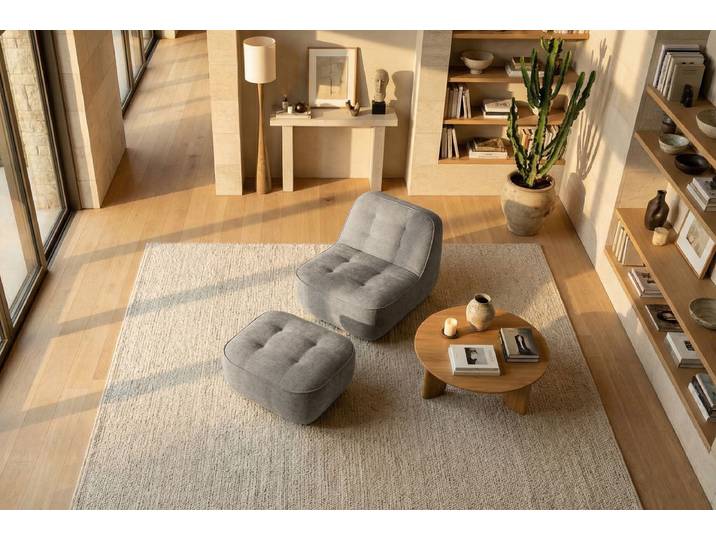 Sessel mit opt. Drehfunktion Grau Webstoff Stormy Drehbar 82 x 75 x 95cm