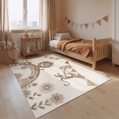 Kinderteppich VILLEROY & BOCH "Roar like a Lion Summer Party Teppich", beige (creme, mulitfarben), B:160cm H:9mm L:230cm, Polypropylen, Teppiche, Kinderteppich, Spielteppich weich, Kinderzimmer, Boho Kids Spielunterlage, Tieremotiv