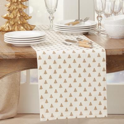 Saro Lifestyle Table Runner With Christmas Trees Design