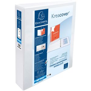 Exacompta Präsentationsringbuch 51943E, A4, 4 Ringe, Ø 40mm, aus PP, weiß, 2 Außentaschen