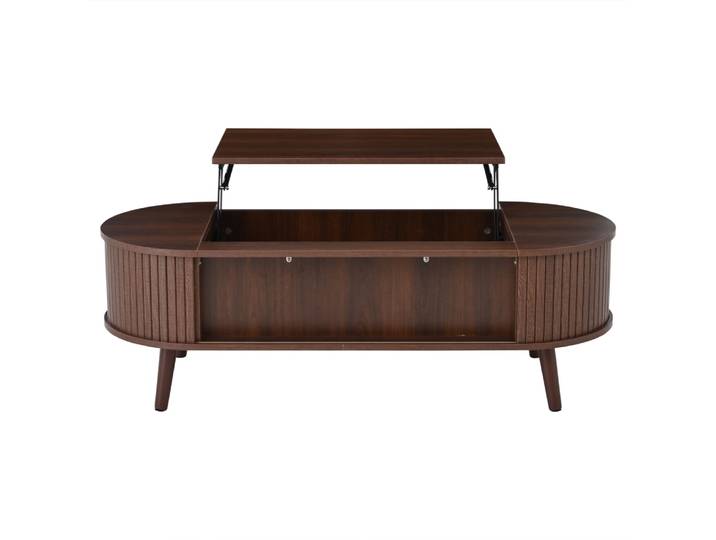 Table basse relevable en panneau de fibres de moyenne densité noyer