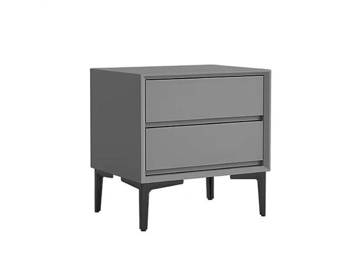 Vielseitig Vintage minimalistischer Nachttisch aus einfarbigem Holz Tischaufbewahrung, Doppelschublade, großes Fassungsvermögen(Grigio,Mittel)
