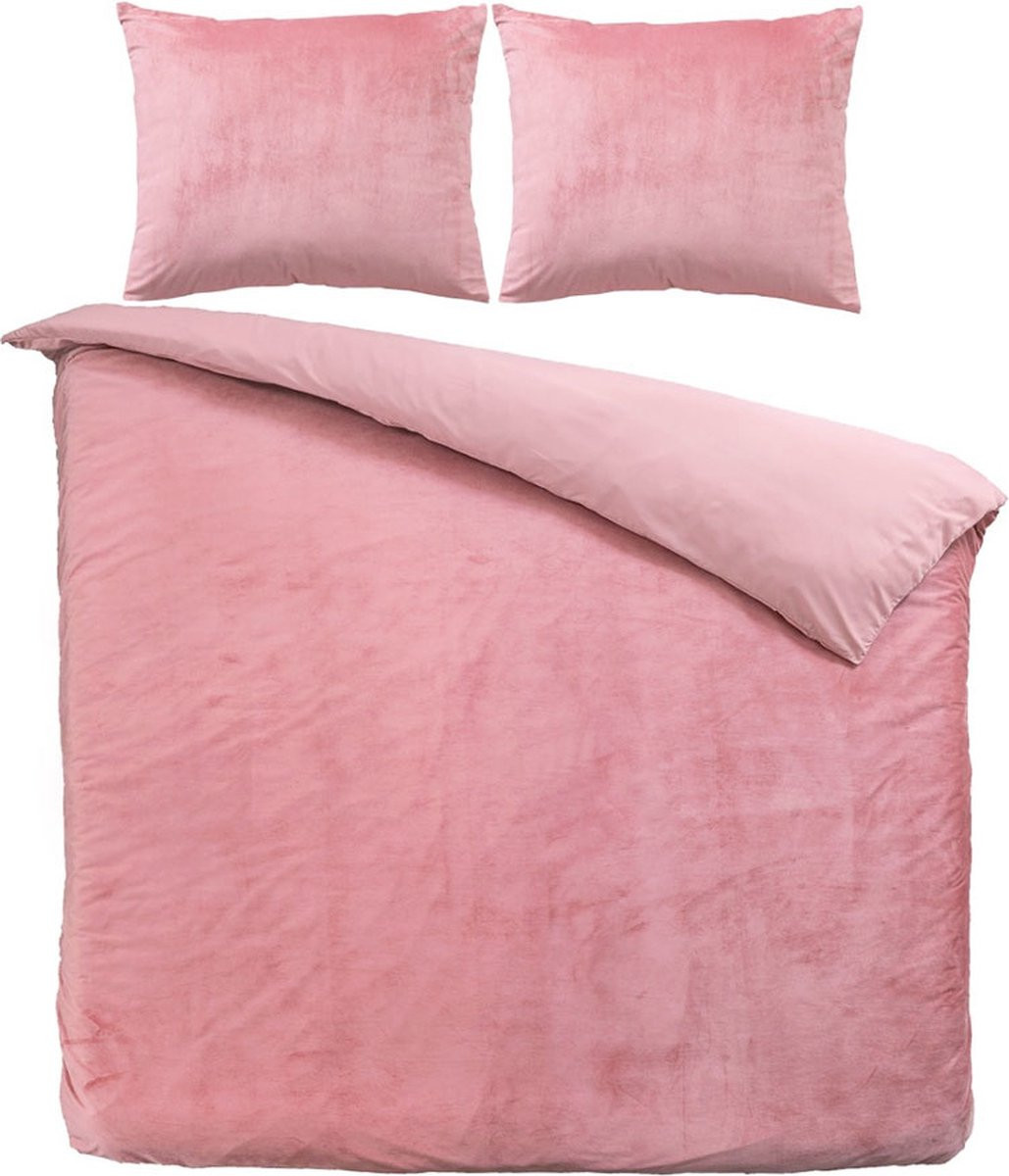 Velvet Dekbedovertrek Oud Rose met 1 kussensloop, 200 x 220 cm