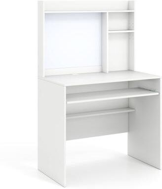 Costway Compact Office Computer Desk with Hutch Magnetic Whiteboard-White