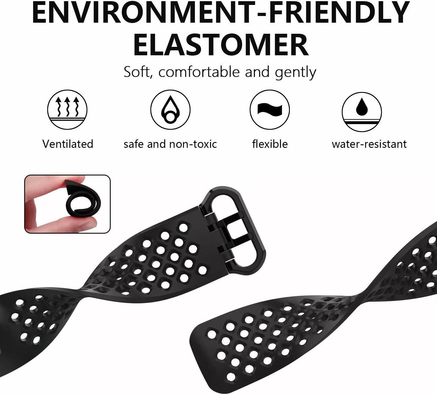 INF Fitbit Charge 3/4 Armband Elastomer (S) Schwarz