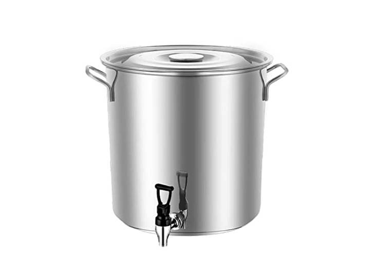 XJZHJXB Suppentopf mit Deckel Suppentopf mit Wasserhahn Rostfreier Stahl Wein Eimer 10-90L Milchkanne Schongarer (Color : Silver, Size : 30 * 30cm(20L))