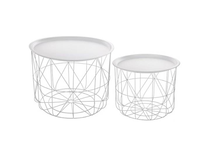 ATMOSPHERA CREATEUR D'INTERIEUR Set mit 2 Kaffeetischen mit abnehmbaren Tabletts – Design und modern – Farbe Weiß