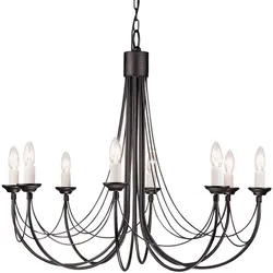 Kronleuchter Hängelampe Deckenleuchte Stahl Schwarz D 86 cm Esszimmerleuchte