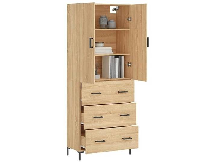 KTHLBRH Sideboard Eiche Sonoma 69,5 x 34 x 180 cm Holz mehrschichtig Großer Stauraum, Metallfüße, Türen zum Verstecken von Gegenständen, Montage erforderlich