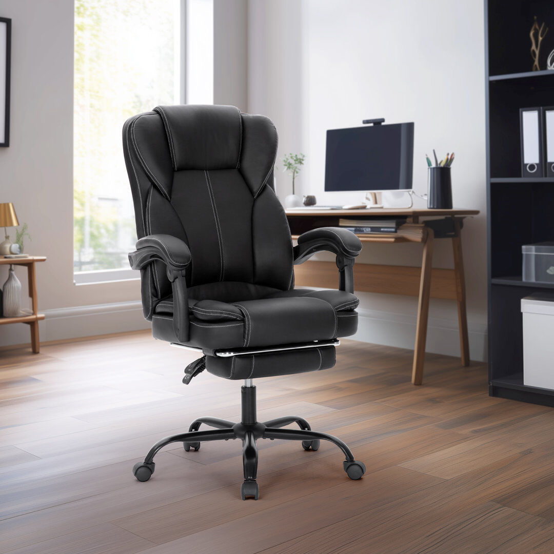 EUCamping World Int. (Alphamarts) Foam Padding Office Chair with Headrest Black 120.5cm H X 56cm W X 68.7cm D