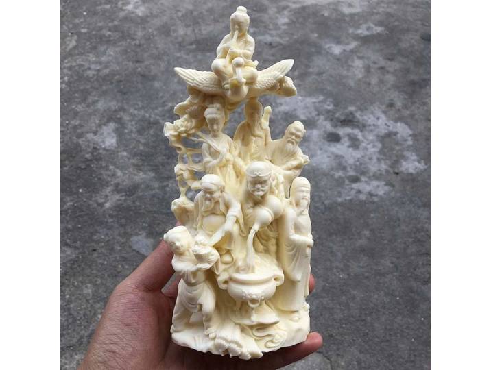 Ornements de lecture de fruits en ivoire exquis, croix de la mer, décoration de la maison, artisanat porte-bonheur Feng Shui, personnages Wen Wan Intense