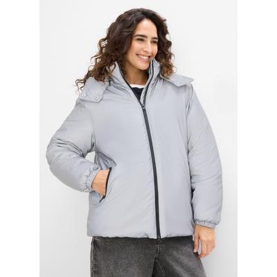 Funktionsjacke BONPRIX, Damen, Gr. 38, grau (silber), Obermaterial: 100% Polyester. Futter: 100% Polyester. Wattierung: 100% Polyester, oversize, Jacken Funktionsjacke, mit reflektierendem Design, Oversize-Passform, sportlicher Stil