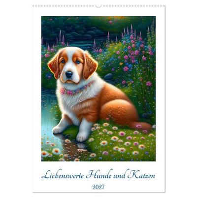Liebenswerte Hunde und Katzen (Wandkalender 2027 DIN A2 hoch), CALVENDO Monatskalender
