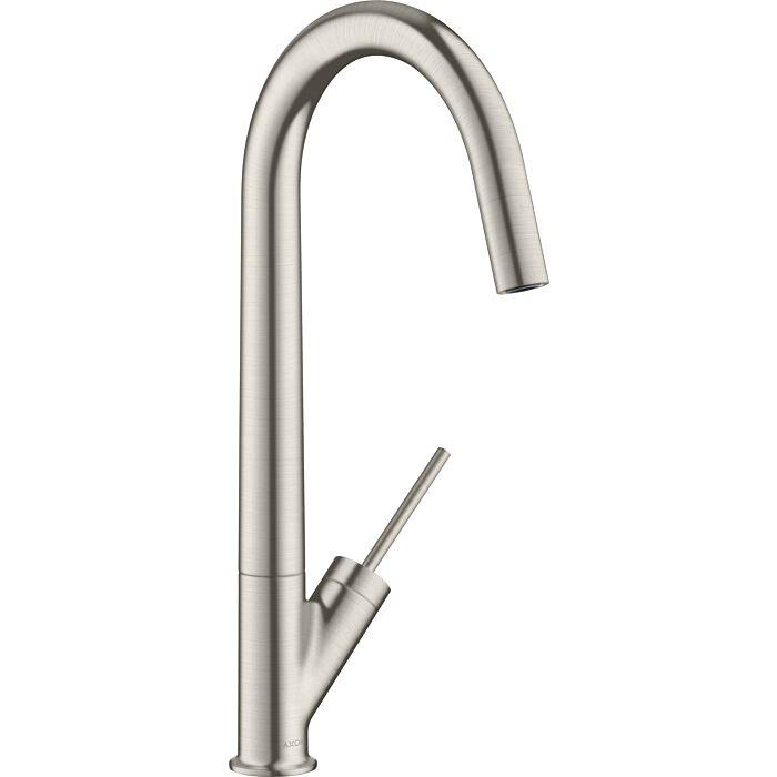 hansgrohe Spültisch Armatur Axor Starck 10822800 schwenkbarer Auslauf 360 Grad, edelstahl optik