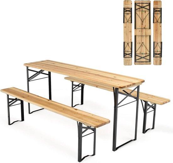 Famanu Klapptisch mit Bänken aus Holz - Für Garten und Grillfest