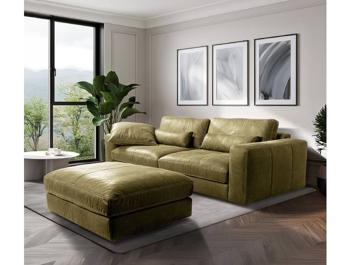 Repose-pieds 123 x 45 x 93cm Vert Cuir Nelja: Vert olive