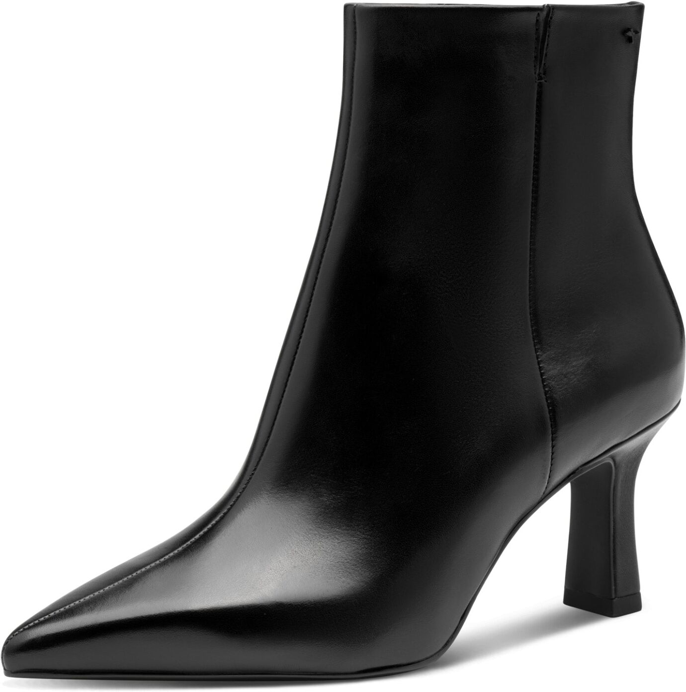 Stiefelette TAMARIS, Damen, Gr. 40, schwarz, Glattleder, glänzend, unifarben, Schuhe Stiefelette, Trichterabsatz, Ankleboots mit zweckmäßigem Innenreißverschluss, Topseller