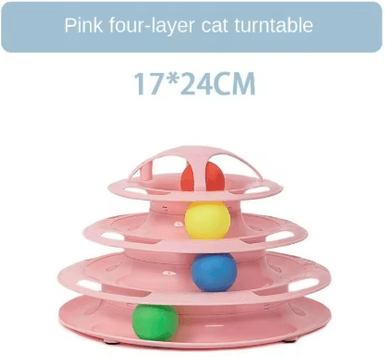 Inspire Picks Four Layer Turntable Cat Toy Interactive Intelligence Training Track Tower With Rotating Balls pink Four Layers